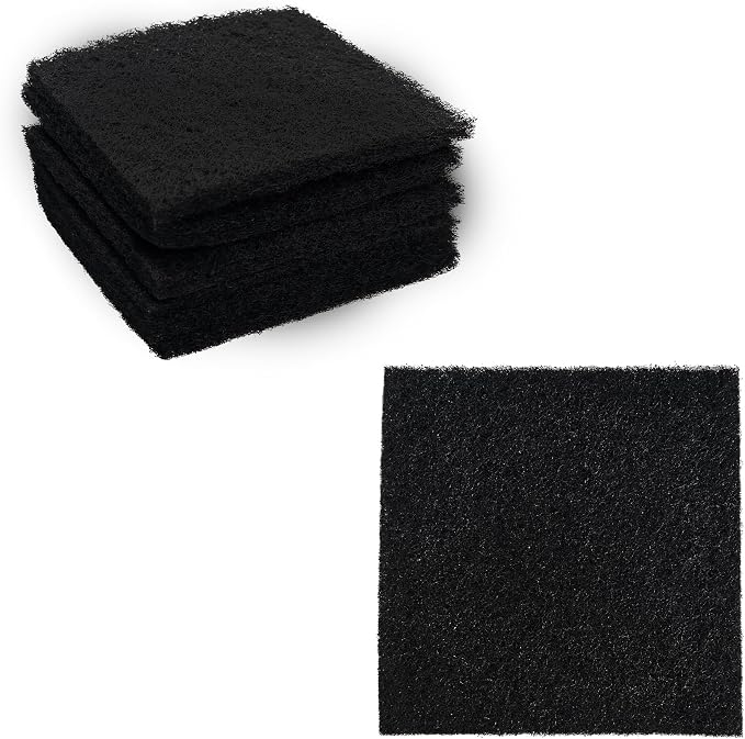 6PCS 5” Square Compost Bin Charcoal Filters, 0.4” Thick Activated Carbon Filters
