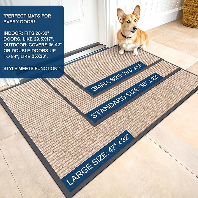 OLANLY Front Door Mat Indoor Outdoor Entrance, Waterproof Heavy Duty Doormat