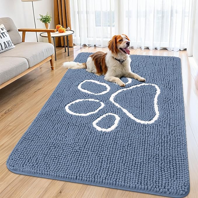 Smiry Dog Door Mat for Muddy Paws, Absorbent Dirt Trapper Non Slip Quick Dry