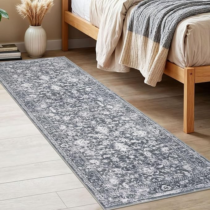 KILOCOCO Hallway Runner 2x6 Rug Runner Printed Vintage Floral Washable Kitchen