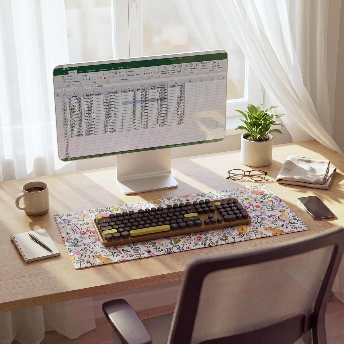Colorful Wireless Bluetooth Keyboard (Coffee Black)