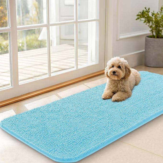 OLANLY Dog Door Mat for Muddy Paws 47x20, Absorbs Moisture and Dirt, Absorbent