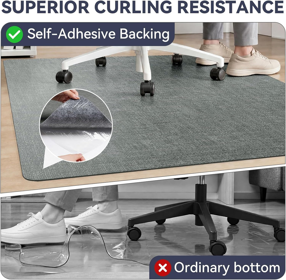 YDKGL Office Chair Mat for Hardwood Floor Non Slip Protector Grey 35"x53"