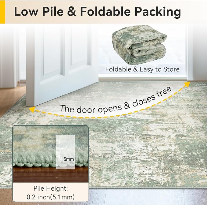 RELEANY Washable Area Rugs 9'x12' Non-Slip Modern Abstract Soft