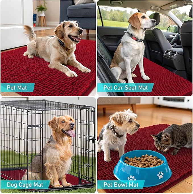 OLANLY Dog Door Mat for Muddy Paws 44x24, Absorbs Moisture and Dirt, Absorbent