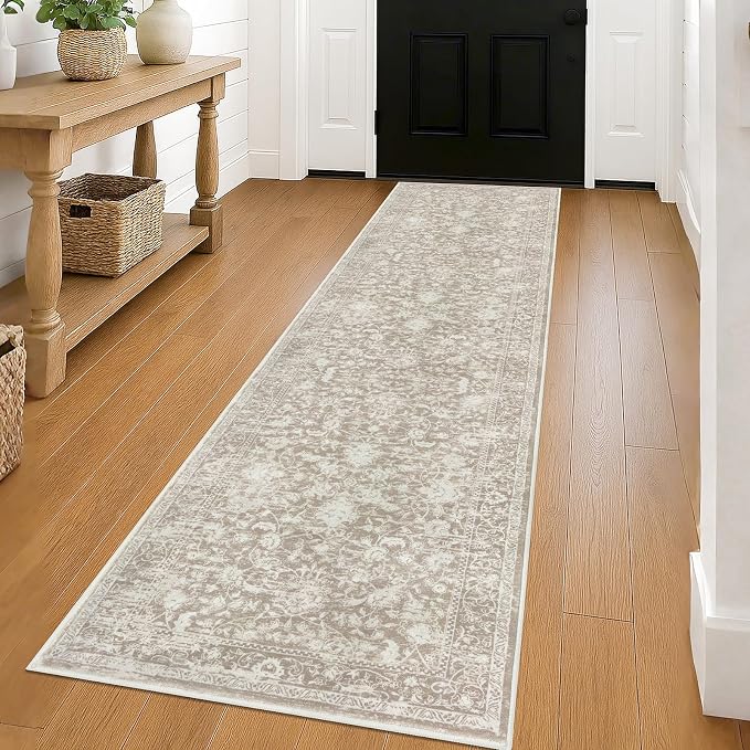 KILOCOCO Hallway Runner 2x8 Rug Runner Printed Vintage Floral Washable Kitchen