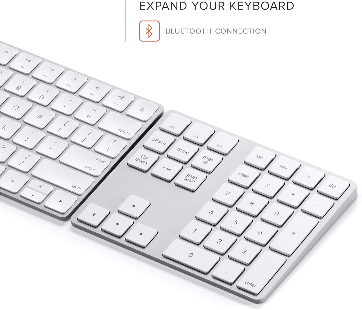 Satechi Bluetooth Extended Numeric Keypad, Rechargeable 34-Key, Silver