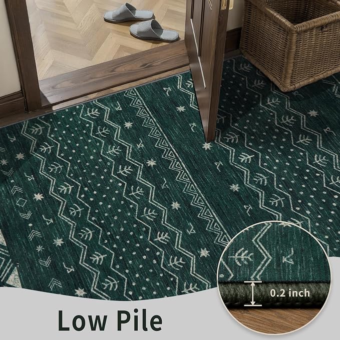 SERISSA Hallway Runner Rug, Soft Low-Pile Geometric Indoor Long Carpet