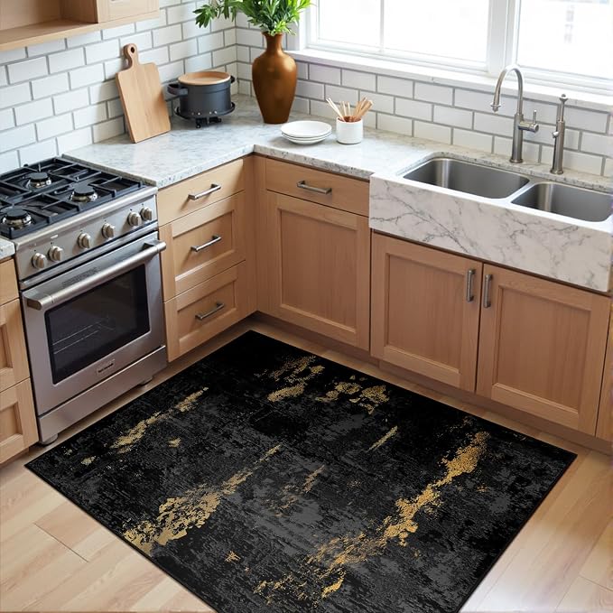 RELEANY Washable Area Rugs 3'x5' Non-Slip Modern Abstract Soft