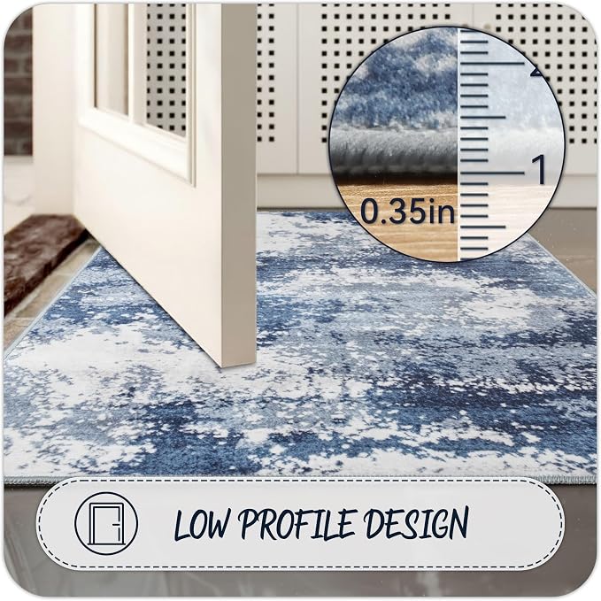 Blue Rug Runners for Hallways Kitchen Non Slip Washable 2x6 Entryway Runner Rugs