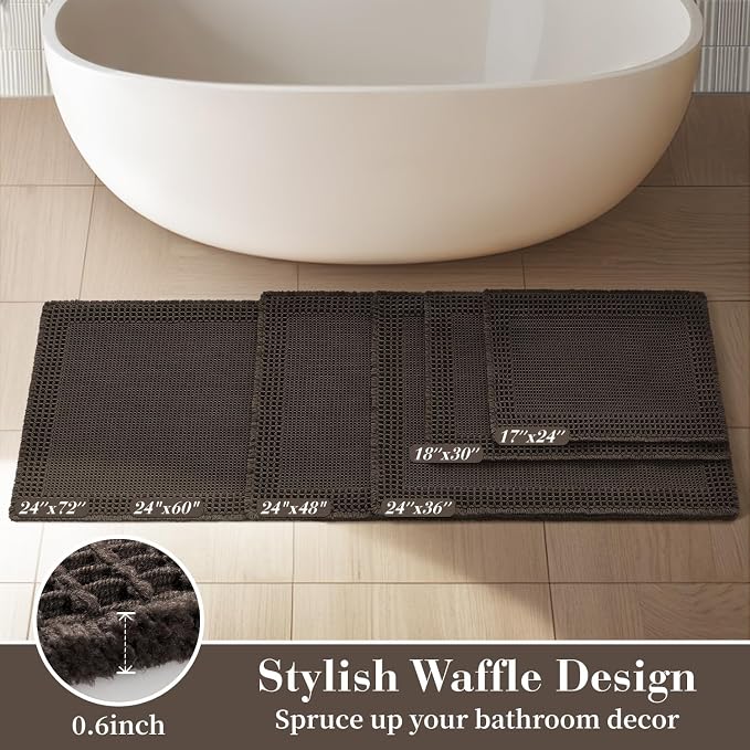 RESARE Waffle Bath Mat for Bathroom, Super Absorbent Bathroom Rugs Non Slip