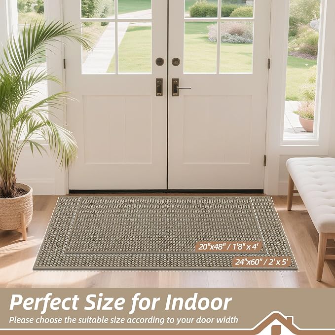 BEQHAUSE Dirt Trapper Door Mat 24" x 60", Non-Slip Washable Doormats Entrance