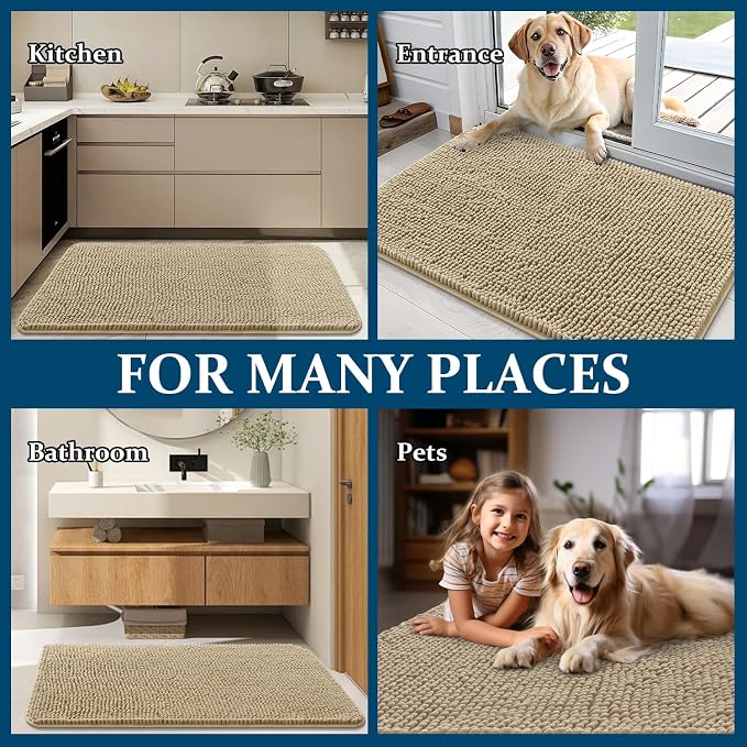 OLANLY Dog Door Mat for Muddy Paws 47x32, Absorbs Moisture and Dirt, Absorbent