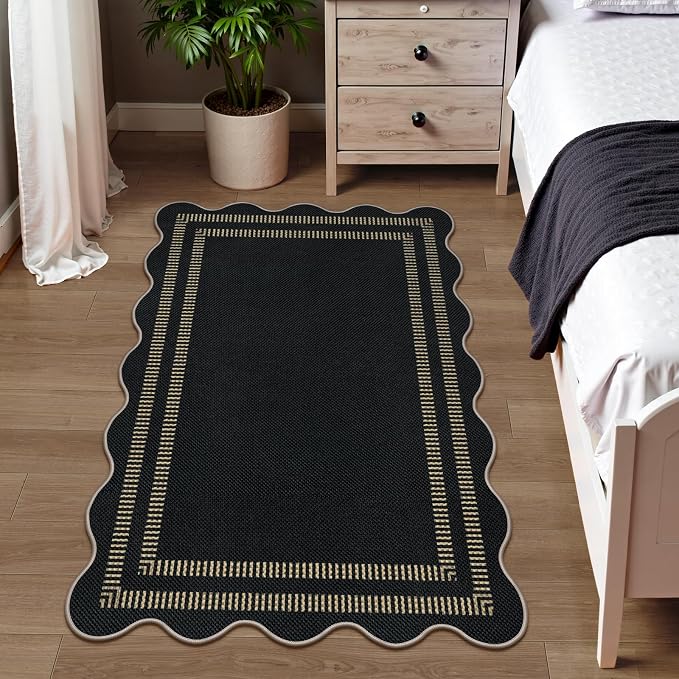 Modern Easy Jute 3x5 Outdoor Patio Rug, Farmhouse Neutral Non Slip Carpet