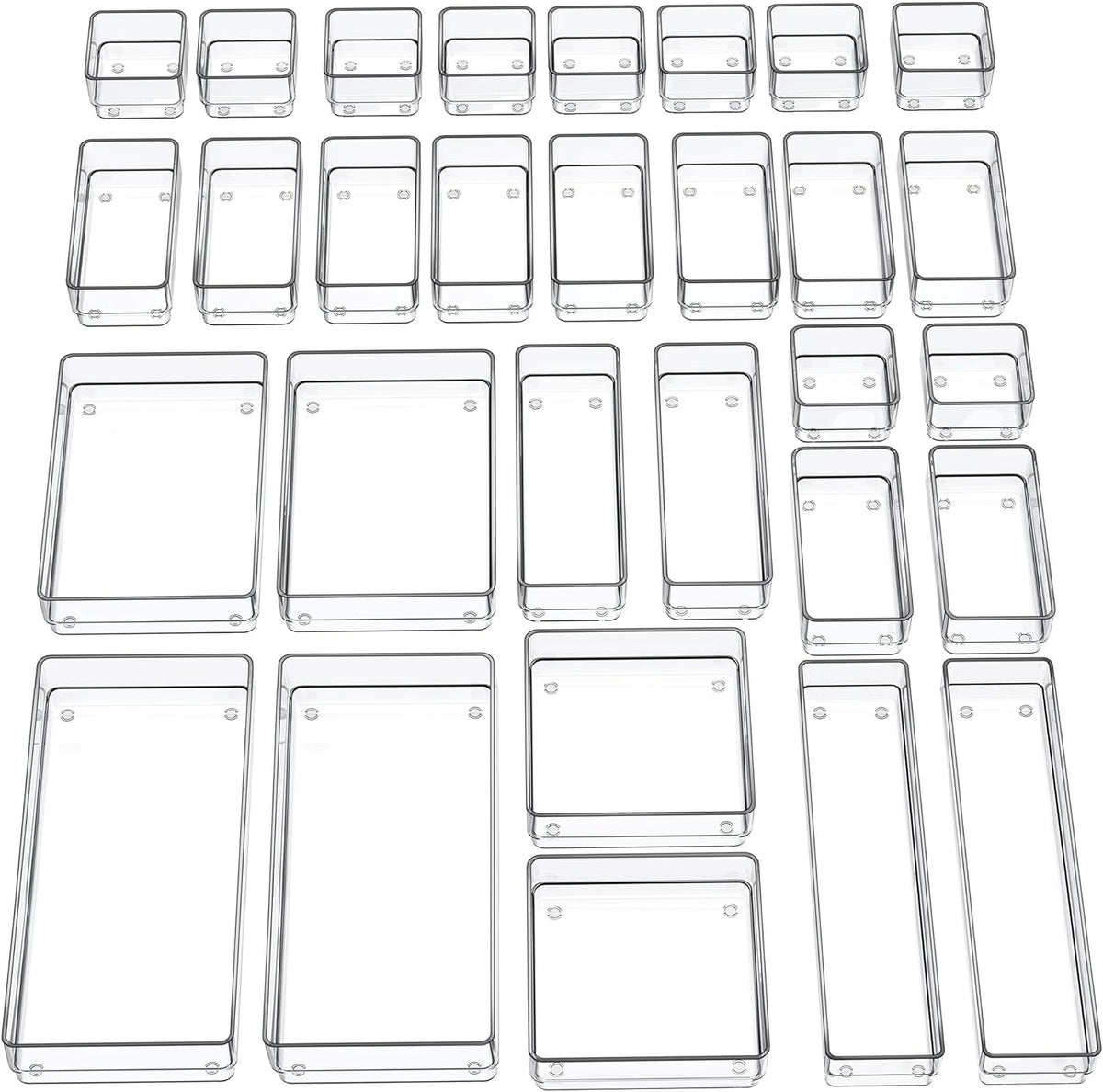 SMARTAKE 30-Piece Drawer Organizer with Non-Slip Silicone Pads, 7-Size