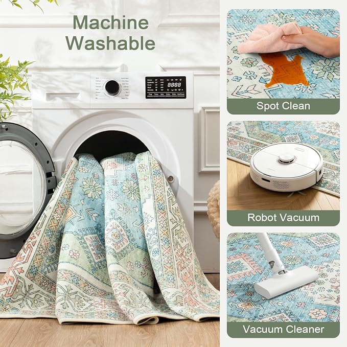 Lofus Vintage Living Room Rugs 8x10, Soft Machine Washable Area Rug