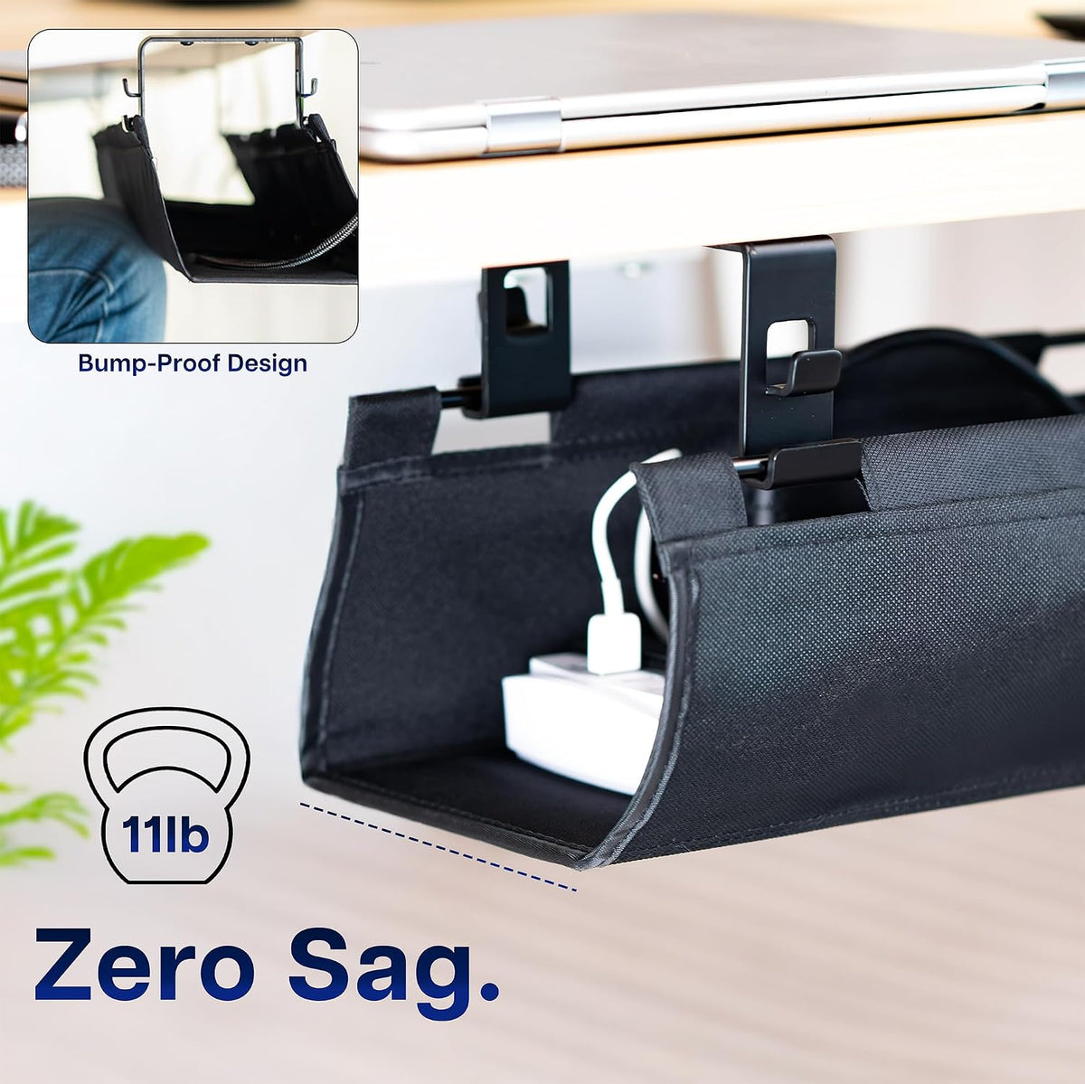 VIVO Black Screw-on 47 in Fabric Cable Management Tray, DESK-AC47F-S