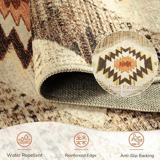 BESTSWEETIE Area Rug 9x12 Machine Washable Non-Slip Low Pile Print Pattern