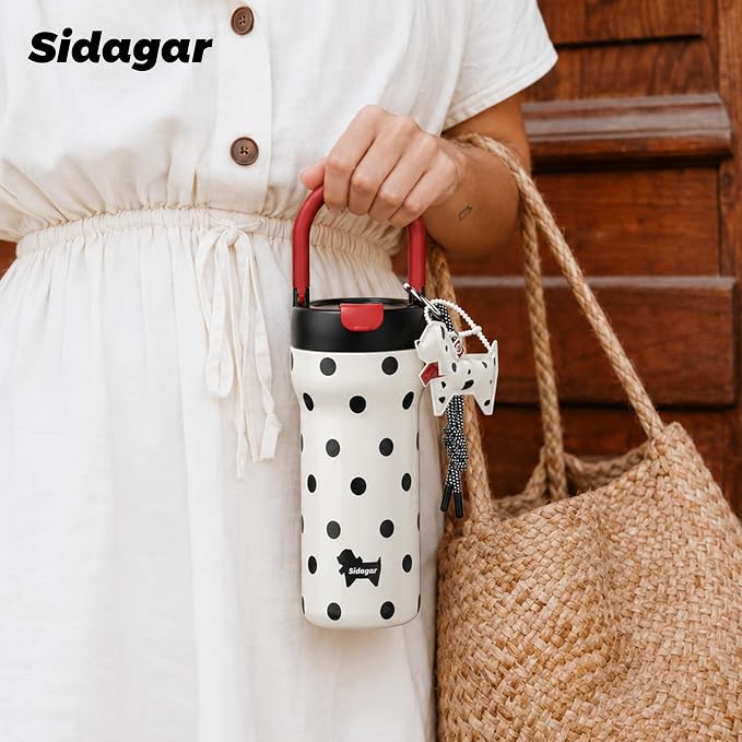 24 oz Insulated Tumbler Ceramic Stainless Steel Water Bottle, Leak Proof