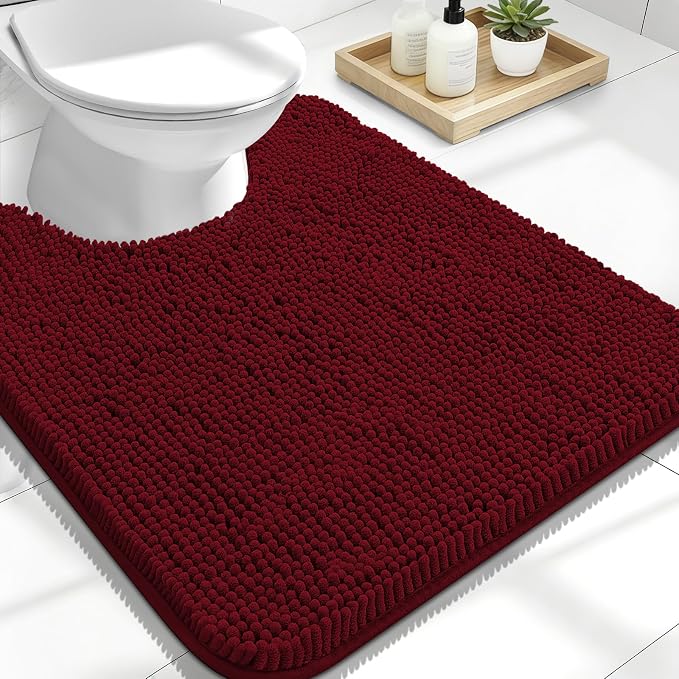 OLANLY Toilet Rugs U-Shaped 24x20, Extra Soft Absorbent Chenille Contour