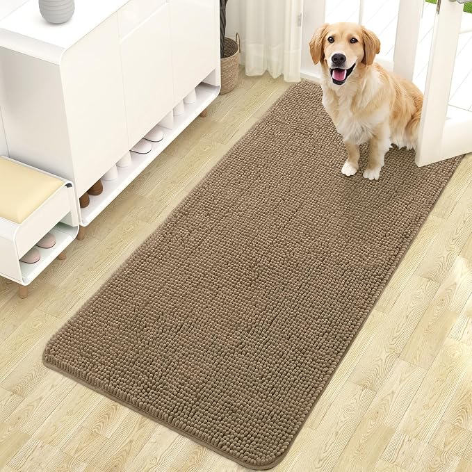OLANLY Dog Door Mat for Muddy Paws 47x24, Absorbs Moisture and Dirt, Absorbent