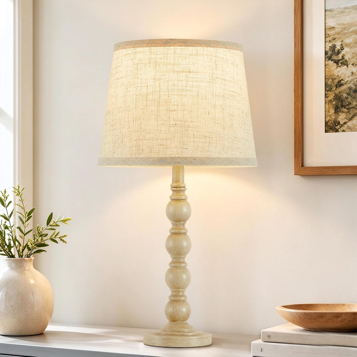 21" Farmhouse Table Lamps Set of 2, Vintage Bedside Lamps for Bedroom