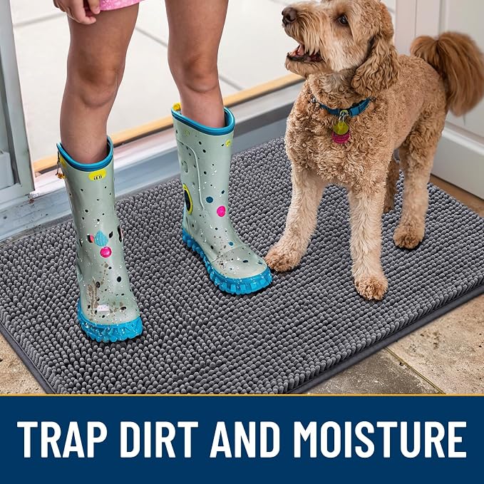 Smiry Dog Door Mat for Muddy Paws 47x17, Absorbent Dirt Trapper, Non-Slip