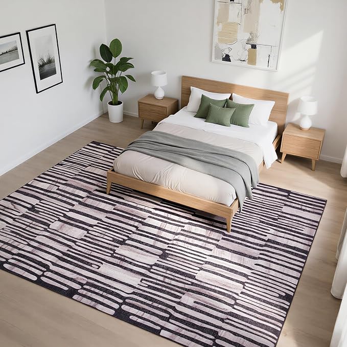 Washable Rugs 8x10 Area Rugs for Living Room- Modern Abstract Rugs for Bedroom