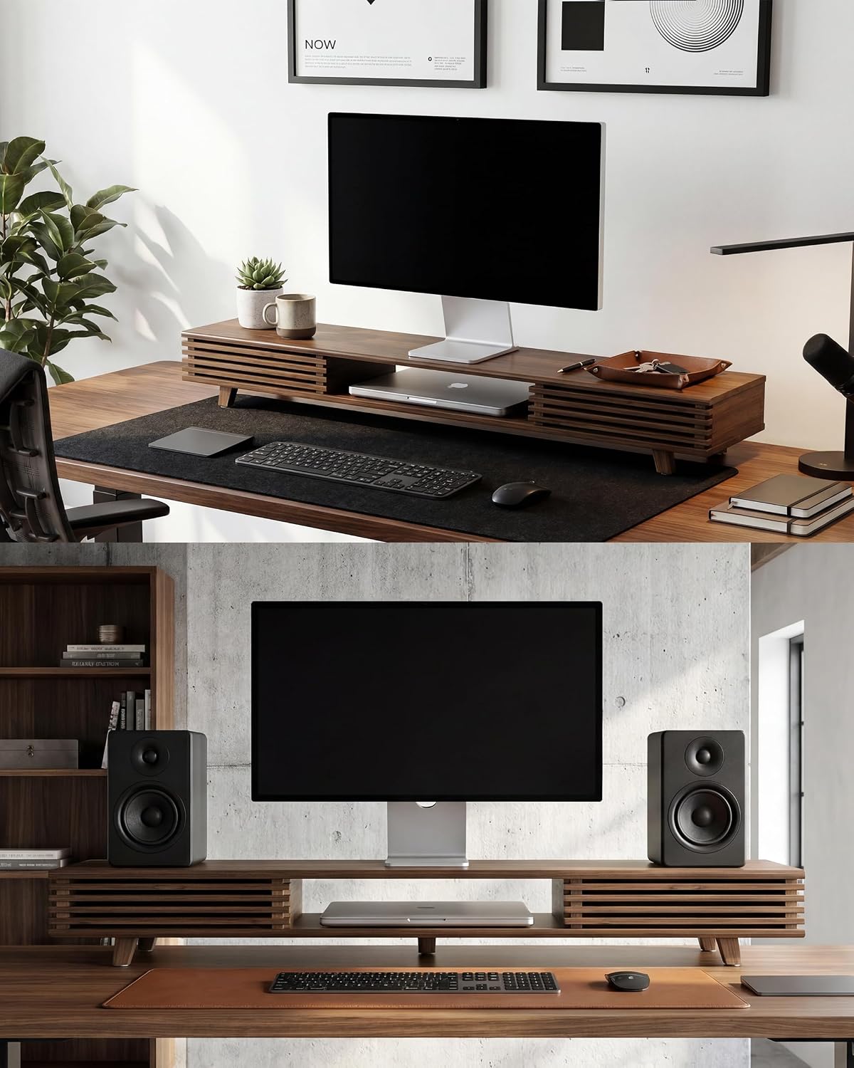 Computer Monitor Stand with Sliding Door,42 Inch,Toasted Bamboo