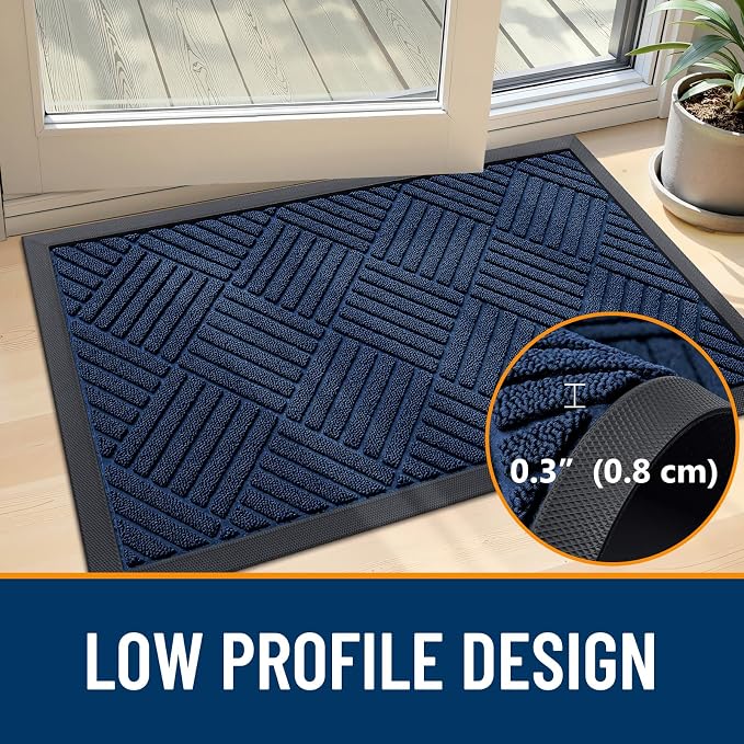 OLANLY Front Door Mat Outside Entrance 71x23, Heavy Duty Sturdy Natural Rubber