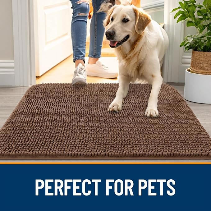 OLANLY Dog Door Mat for Muddy Paws 47x17, Absorbs Moisture and Dirt, Absorbent