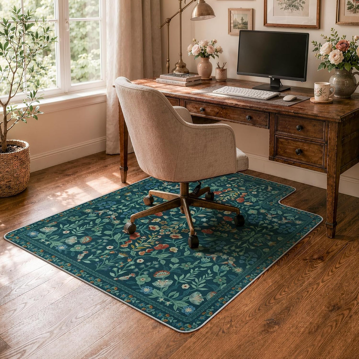 iCasso Office Chair Mat for Hardwood Floor, 36"X 48" Convex Green