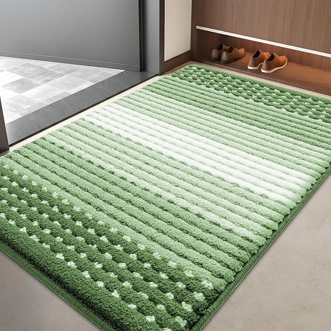 Kitinjoy Indoor Outdoor Door Mat, 40x32 Non-Slip Absorbent Dirt Trapper
