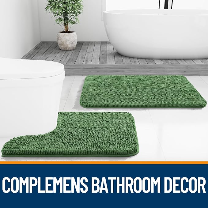 OLANLY Bathroom Runner Rugs 59x20, Soft Absorbent Chenille Bath Rugs, Rubber