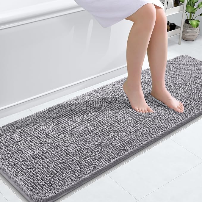 OLANLY Bathroom Runner Rugs 59x20, Extra Soft Absorbent Chenille Bath Rugs