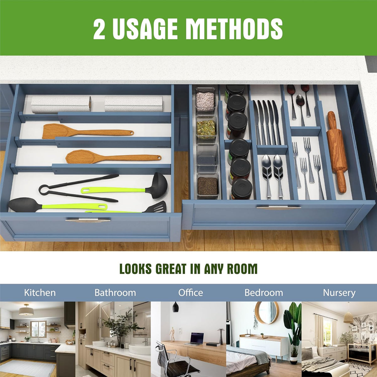 ANTOWIN Expandable Bamboo Drawer Dividers, Fits 17.6-21.6" Drawers