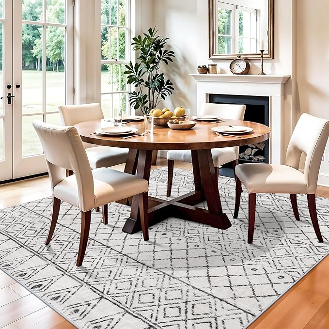 Washable 5x5 Rug Square Moroccan: Non-Slip Soft Indoor Throw Large Carpet