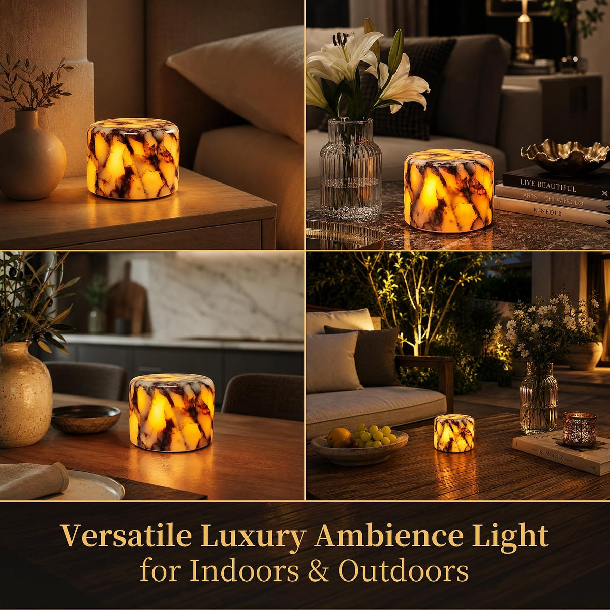 AOPO Natural Marble Cordless Touch Dimmable Table Lamp Night Light
