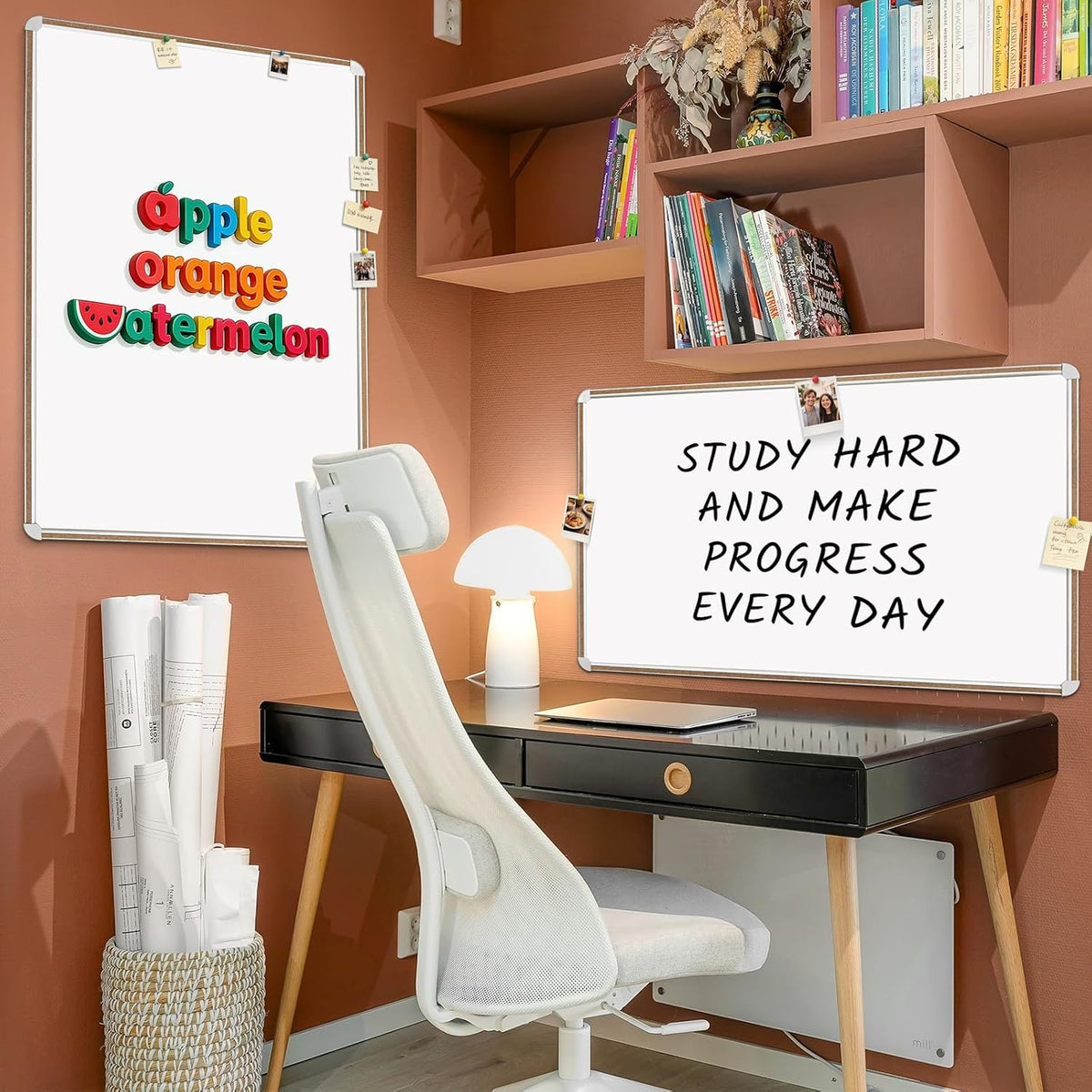 Large Magnetic White Board for Wall,Aluminum & Cork Strip Frame Whiteboard for Office,Presentation Dry Erase Board Wall Mount,Large Whiteboard for School Classroom Huge Whiteboards (36" W x 24" H)