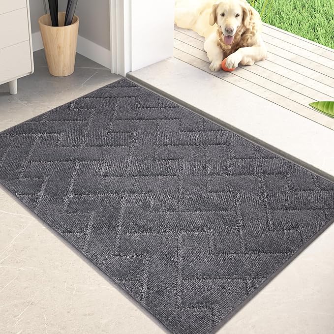 PURRUGS Dirt Trapping Door Mat 24" x 35.5", Non-Slip Machine Washable Entry Rug