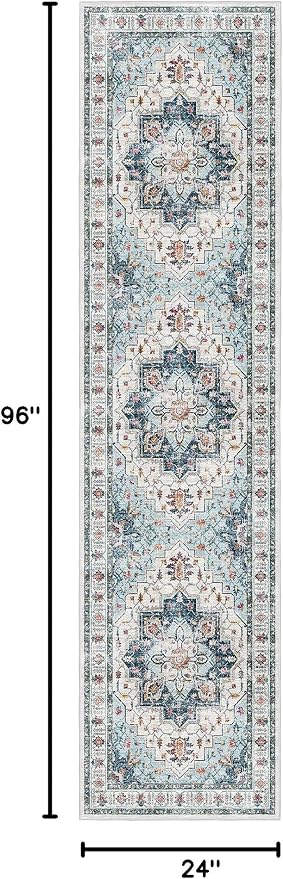 Madane Runner Rug 2x8, Washable Hallway Runner Rugs, Non-Slip Low-Pile Soft