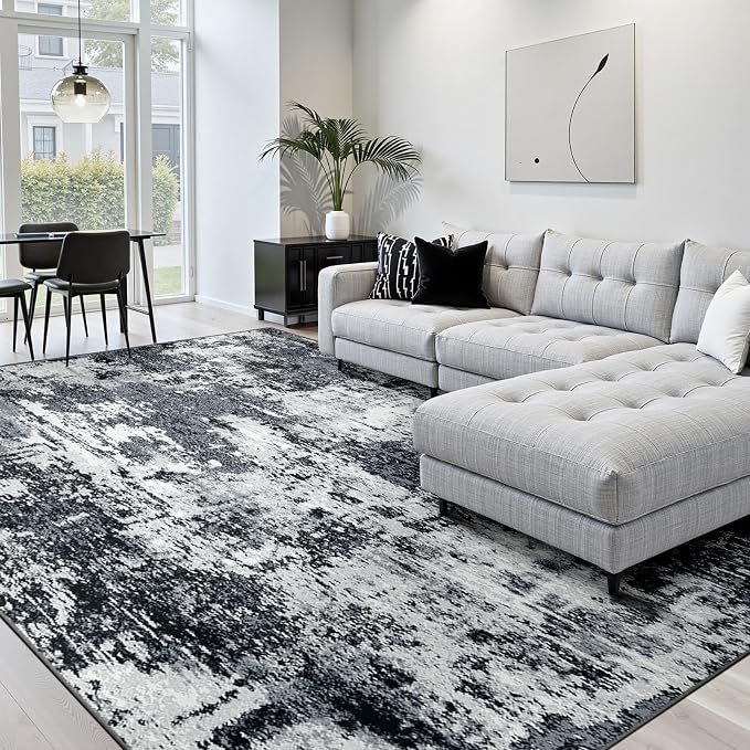 RELEANY Washable Area Rugs 9'x12' Non-Slip Modern Abstract Soft