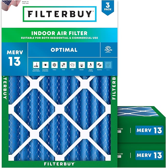 Filterbuy 20x24x4 Air Filter MERV 13 Optimal Smoke & Allergy Defense,