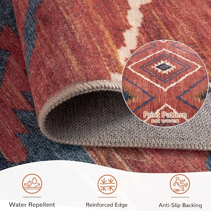 BESTSWEETIE Area Rug 9x12 Rug Machine Washable Non-Slip Low Pile Print Pattern