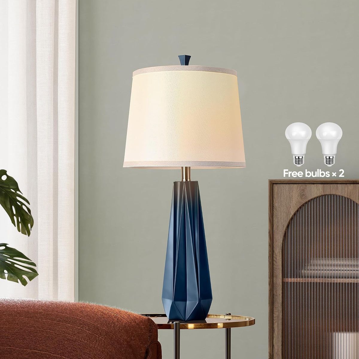 WIHTU 27'' Navy Blue Resin Table Lamps, Desk Lamps with 3 Color Temperature