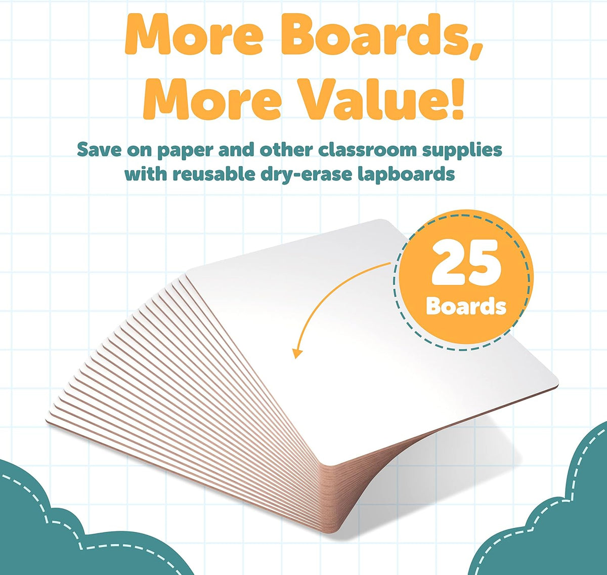 Dry Erase Lapboards - Student Single Sided Whiteboards - 25 Pack - 9" x 12"