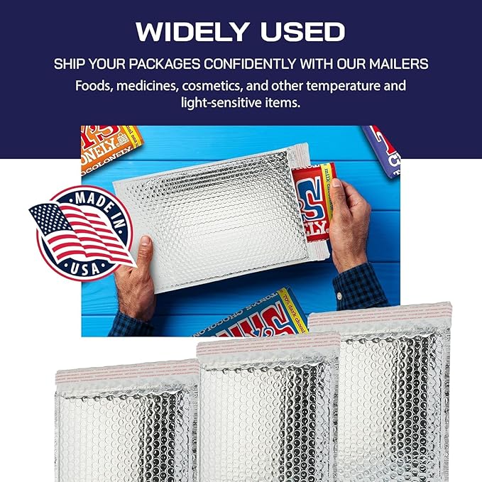 500-Pack Insulated Silver Thermal Bubble Mailers 6.5 x 11 - Waterproof Metallic Foil Self-Sealing Padded Envelopes for Cold Shipping, Perishables, Food, Cosmetics, Pharmaceuticals