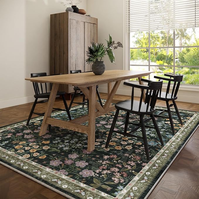 8x10 Area Rugs for Living Room: Washable Rug for Bedroom Vintage Stain