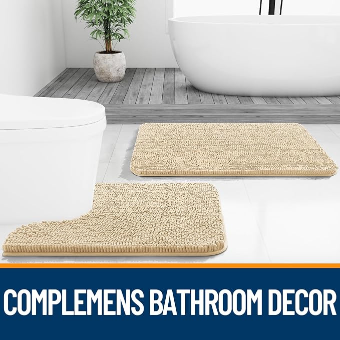 OLANLY Small Bathroom Rugs 24x16, Extra Soft Absorbent Chenille Bath Rugs