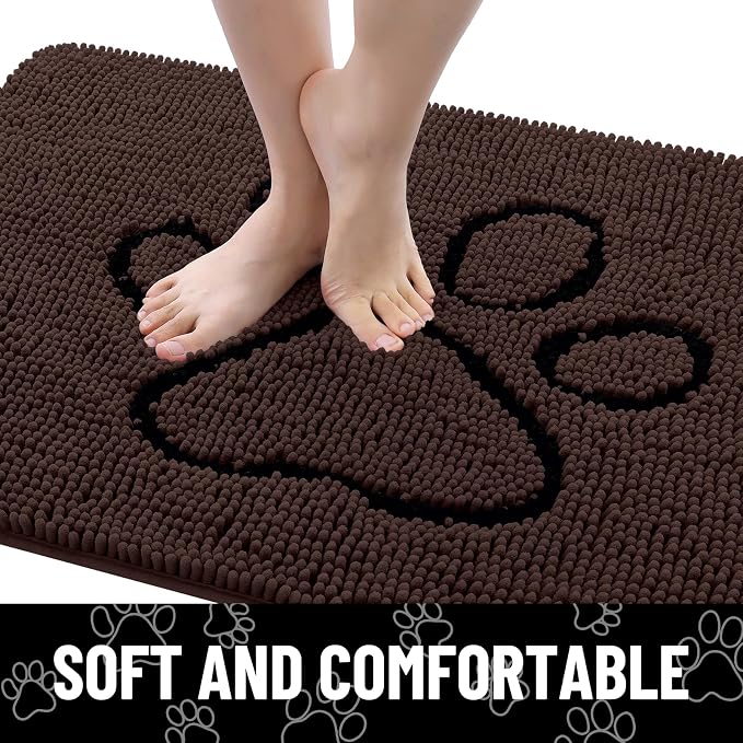 Smiry Dog Door Mat for Muddy Paws, Absorbent Dirt Trapper Non Slip Quick Dry